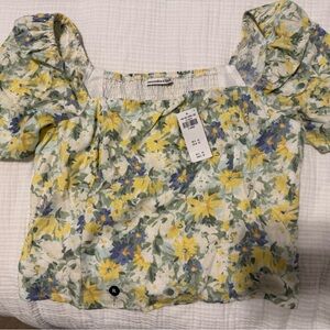 Abercrombie & Fitch Floral Crop Top - Yellow, Blue, White